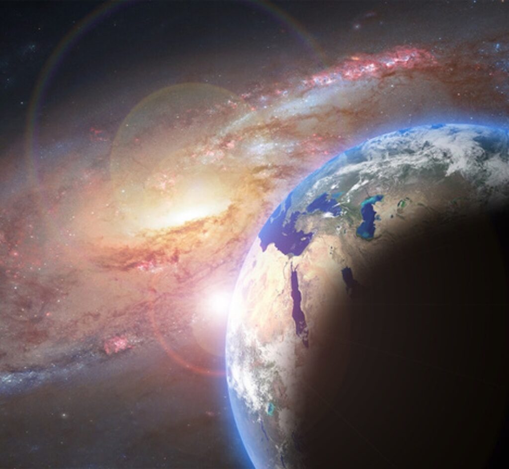 Satellite en orbite avec la Terre en arrière-plan